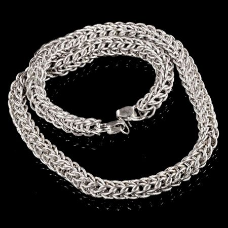 Handcrafted Silver Plated Brass Designer Chain Necklace for Men Gift for Him